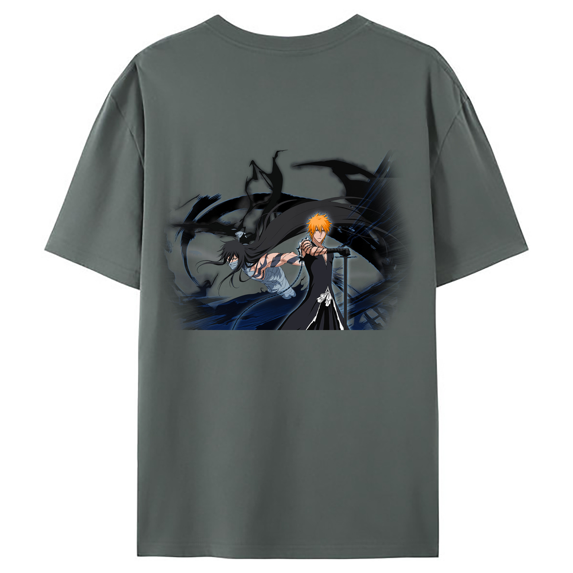 （画像用） ブリーチ 黒崎一護（くろさき いちご）BLEACH Kurosaki Ichigo 綿100％ メンズ半袖Tシャツ（バックプリント） 通気性